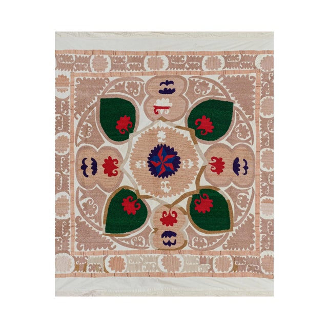 Suzani Wall Hanging Decor - Uzbek Textile 3'11'' X 3'11'' For Sale - Image 4 of 10