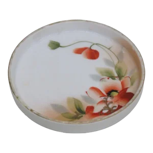 Nippon Japan Porcelain Poppy Flower Small Trinket Ring Dish Coaster