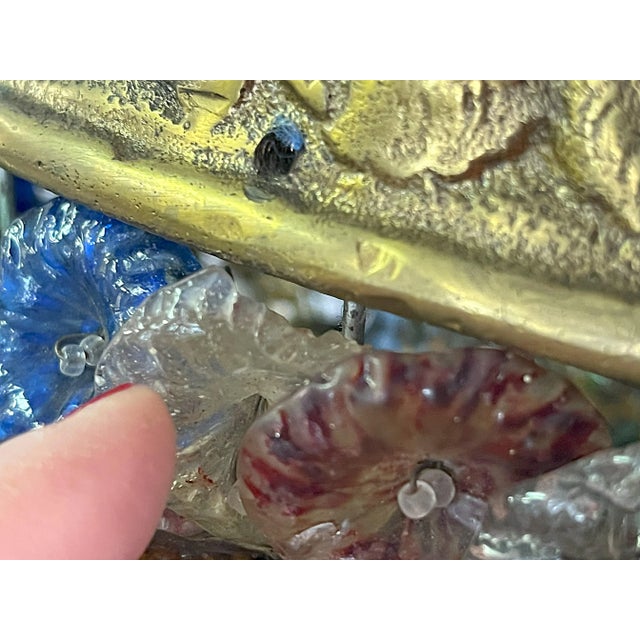 Vintage Neoclassical Art Deco Murano Glass Multicolor Rosette Chandelier For Sale - Image 11 of 12