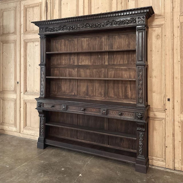 Renaissance Grand Antique French Renaissance Walnut Bookcase For Sale - Image 3 of 16