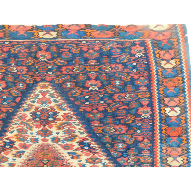 Ivory Antique Persian Senneh Kilim. 3'10"x 4'10" For Sale - Image 8 of 12