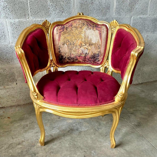 1990s Romantic Style Berry Red Bergere Wing Chair For Sale In Miami - Image 6 of 6
