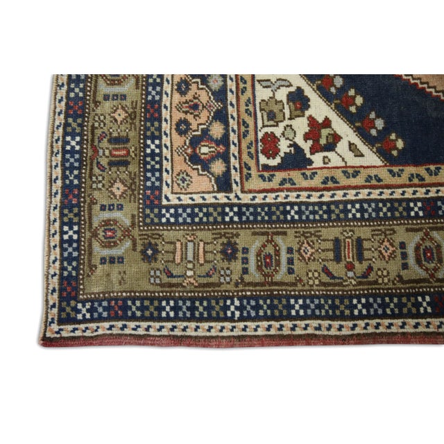 Tribal 1960s Vintage Pink & Blue Rug For Sale - Image 3 of 7