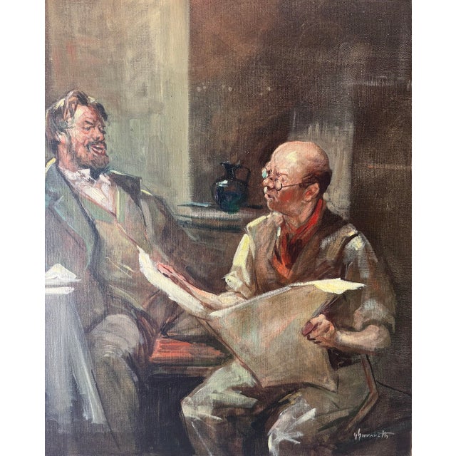 Wood Vintage Italian Figurative Oil Painting by Giordano Giovanetti, 1950s For Sale - Image 7 of 12