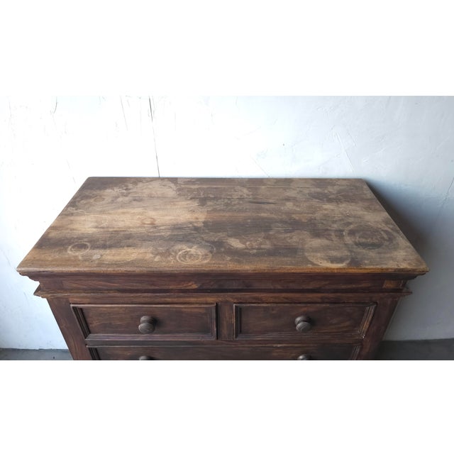 Brown Large Rustic European Dark Wood 5 Drawer Dresser For Sale - Image 8 of 9