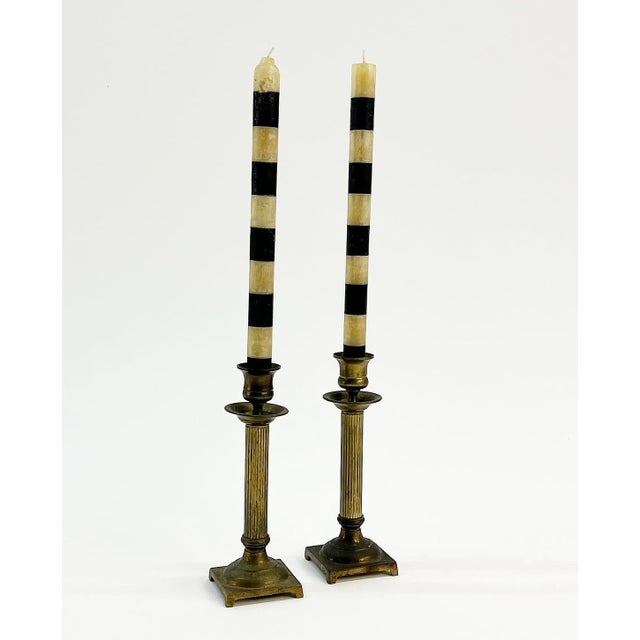 Brass Pair of Petite Vintage Brass Candlesticks For Sale - Image 8 of 12