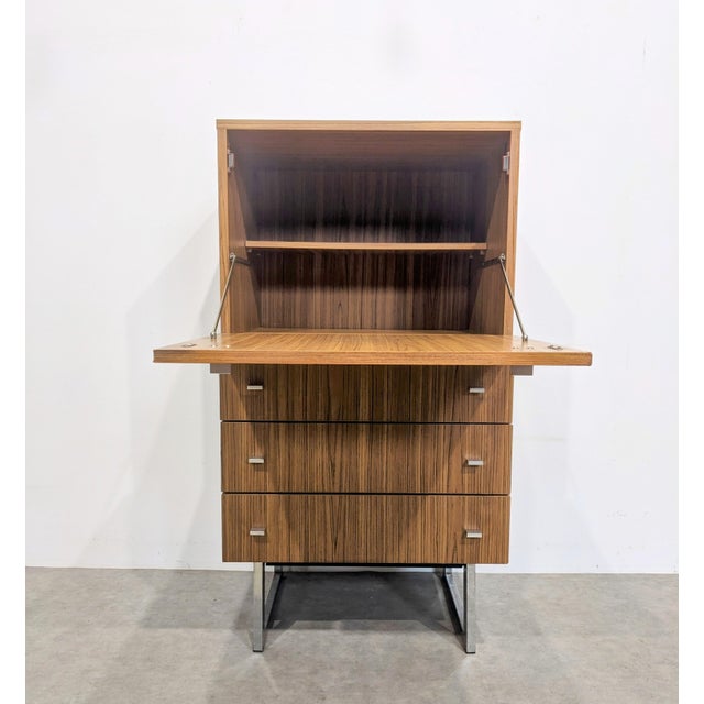 Vintage bar cabinet or secretary desk, meurop. three drawers. w 60 / d 47 / h 112 this piece is attributed to the...