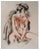 André Dignimont, Nude in a Wool Coat, Original Signed Watercolor For Sale
