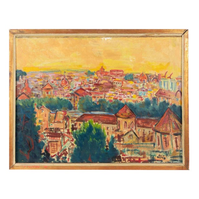 Sirio Pellegrini, View of Rome, Oil Painting, 1970 For Sale