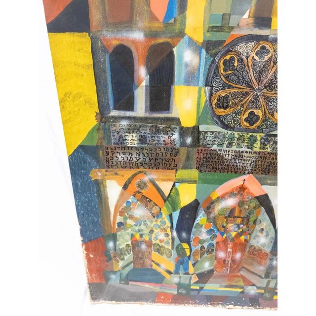 Mid 20th Century Mid-Century Outsider Abstract Painting of a Cathedral For Sale - Image 5 of 11