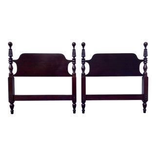 Pair of Vintage 1940s Twin Solid Mahogany Headboards byJ. Benson Company For Sale
