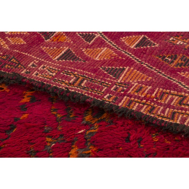 Textile Vintage Moroccan Berber Shag Wool Rug in Red by Rug & Kilim, 1950-1959 For Sale - Image 7 of 9