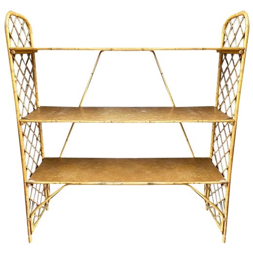 Rattan Shelf by Louis Sognot, 1970s For Sale