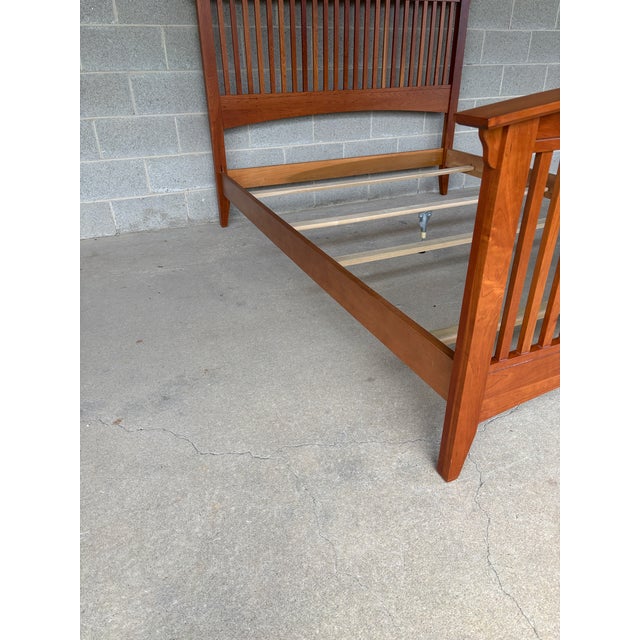 Wood Chatam Reproductions Arts & Crafts Mission Style Queen Size Cherry Bed Frame For Sale - Image 7 of 9