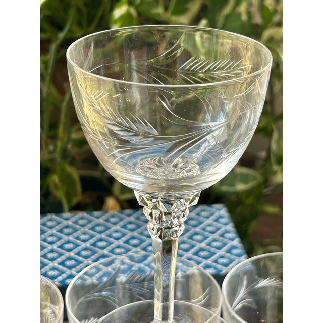 Mid 20th Century Mid to Late 20th Century Tiffin-Franciscan “Forever Yours” Etched Wine Glasses - A Set of 6 For Sale - Image 5 of 7