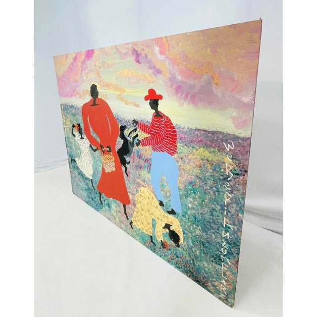 Folk Art Painting by Black Joe Jackson, Titled "We Be Pickn Sum Flars" Us 1960's For Sale - Image 4 of 12