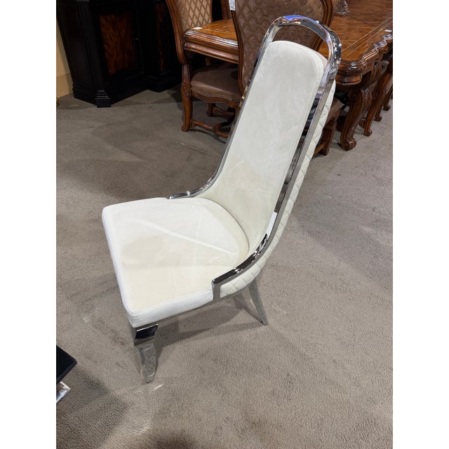 Metal Coaster Glass Top Dining Table With Six Tufted Chairs For Sale - Image 7 of 9