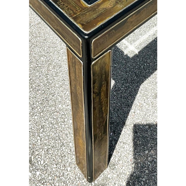 Vintage Acid Etched Brass and Glass Dining Table After Bernhard Rohne For Sale In West Palm - Image 6 of 14