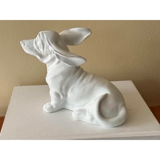 Sculpture Materials 2000s Bassett Hound Dog Figure in Matte White For Sale - Image 7 of 9