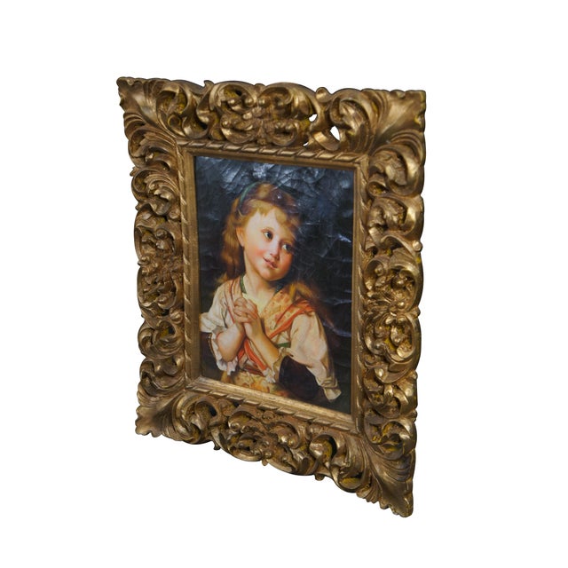 Realism Late 20th Century Kalina Oksana 'The Girl Entreaty' Portrait Painting Ornate Rococo Frame For Sale - Image 3 of 12