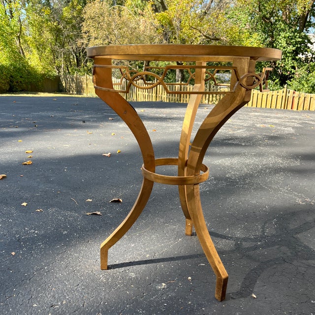 1980s Arteriors Modern Gold Leaf Finished Cinched Waist Side Table For Sale - Image 9 of 12