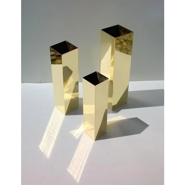 Brass Vases by Carlo Giorgi for Bottega Gadda, 1960s, Set of 3 For Sale - Image 4 of 6