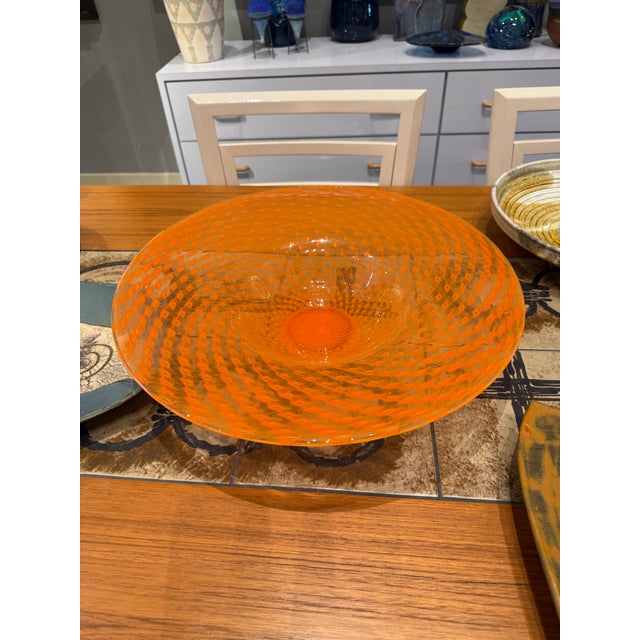 Vintage Large Murano Glass Center Piece Bowl Signed For Sale - Image 11 of 11