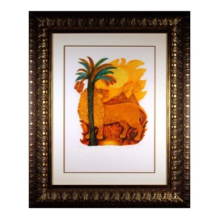 Late 20th Century Judith Bledsoe Leo Zodiac Contemporary Modern Lithograph 190/250 Framed For Sale