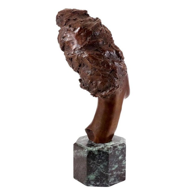 Art Deco Artist, Brown Patinated Woman's Head Sculpture, Bronze For Sale - Image 6 of 8