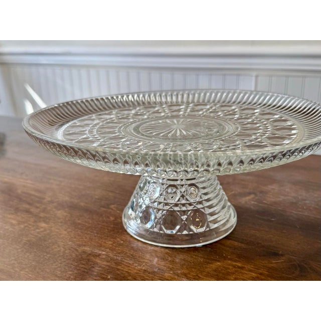 Mid 20th Century Mid 20th Century Federal Glass Windsor Pattern Cake Stand For Sale - Image 5 of 12
