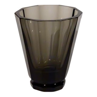 1940s Art Deco Smokey Grey Faceted Vase, Attributed to Josef Hoffman for Moser For Sale
