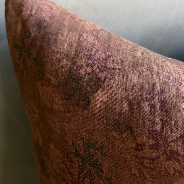 Not Yet Made - Made To Order Harriet Brown Linen Floral Pillow Cover 20 X 20 For Sale - Image 5 of 8