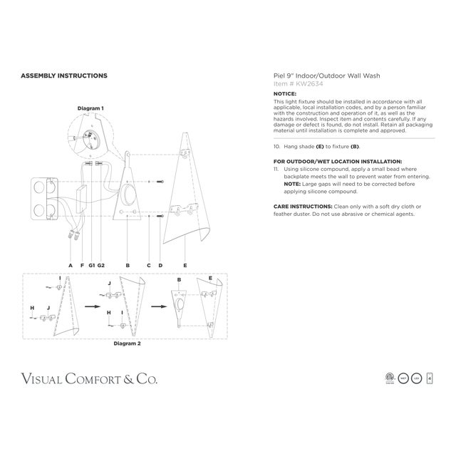 Visual Comfort Kelly Wearstler for Visual Comfort Signature Piel 9" Indoor/Outdoor Wall Wash in Pewter For Sale - Image 4 of 12