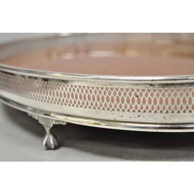 Vintage Eales 1779 Silver Plated Georgian Oval Formica Footed Bar Platter Tray For Sale - Image 10 of 15