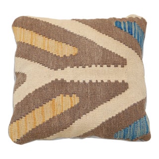 Arteverk Handwoven Afghan Kilim Pillow — Brown & Cream Chevron For Sale