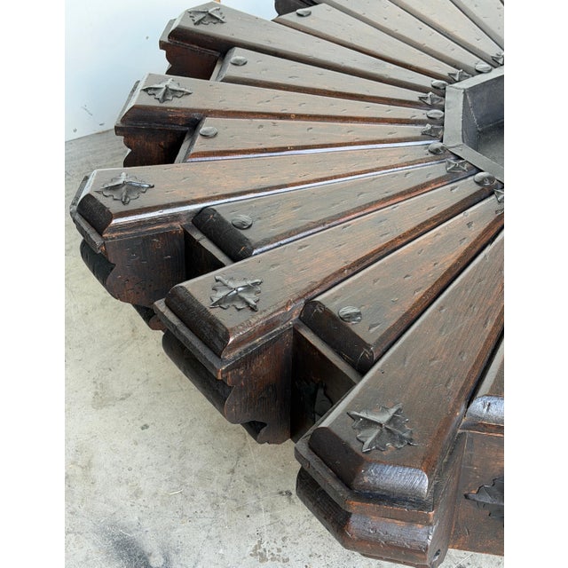 Monumental 1960s Spanish Colonial Sunburst Brazier Table & Wrought Iron Mounts For Sale - Image 12 of 16