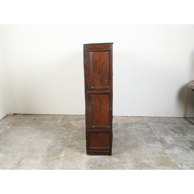 English 1800s Wooden Court Cupboard with Doors, Drawers and Diamond Motifs For Sale - Image 10 of 12