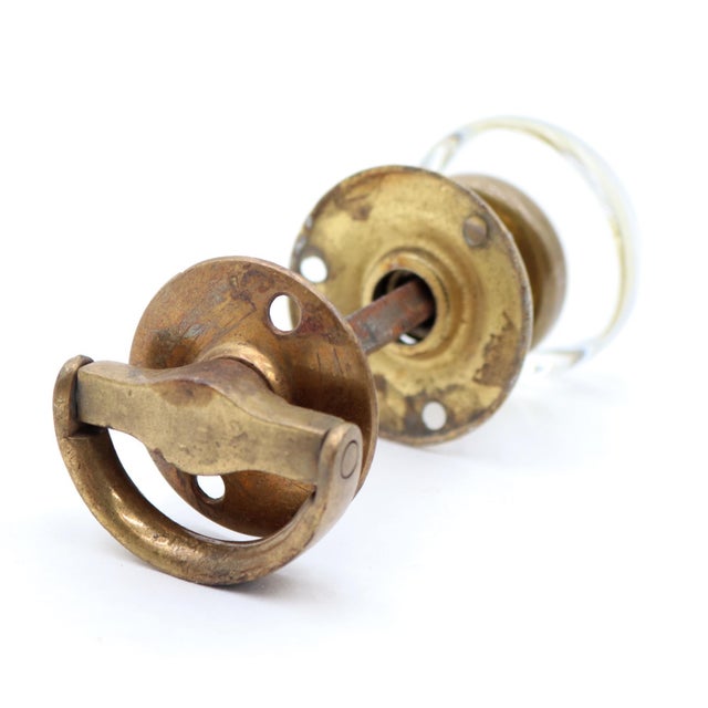Vintage Art Deco Glass Closet Door Knob Set For Sale - Image 4 of 5