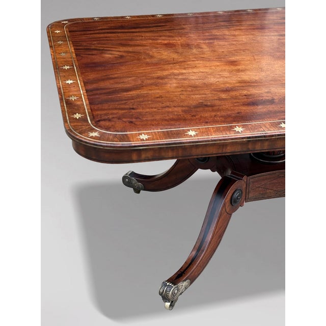 Brown George III Mahogany and Brass Inlay Centre Table, 1790s For Sale - Image 8 of 15