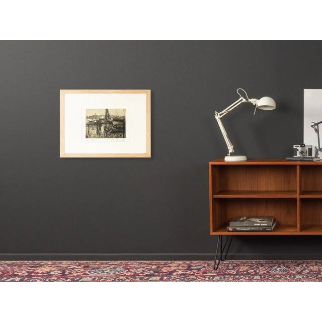 Mid-Century Modern Small Harbor Basin, Etching on Paper, Framed For Sale - Image 3 of 11