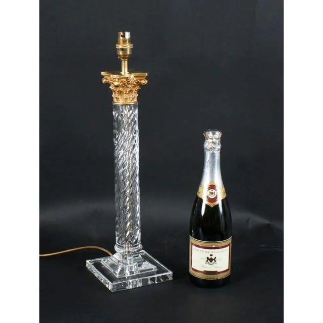 Mid 20th Century Vintage Corinthian Column Glass and Gilt Bronze Table Lamp For Sale - Image 11 of 12