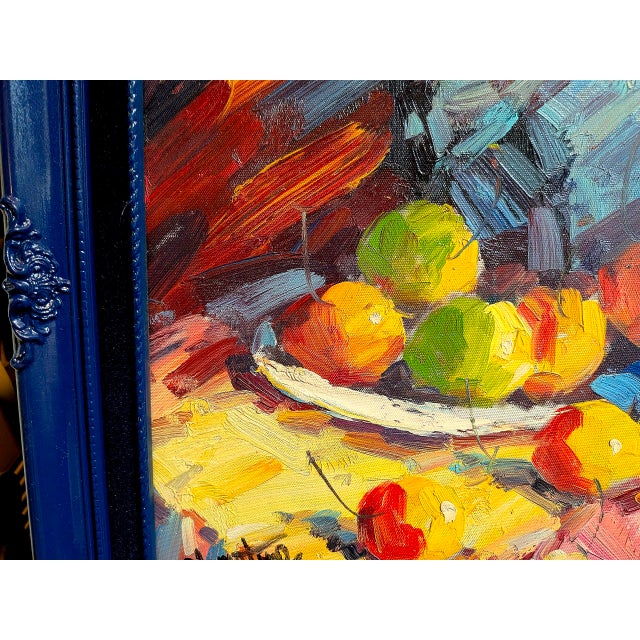 1950s Signed "Clementine Mid-Century Modern Impressionist Still Life Oil Paintings - A Pair For Sale - Image 10 of 13