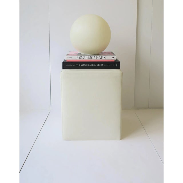 Animal Skin Modern White Leather Stool Bench Seat or End Table For Sale - Image 7 of 12