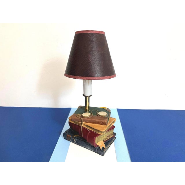 Gold 1970s Trompe l'Oeil Books Lamp For Sale - Image 8 of 18