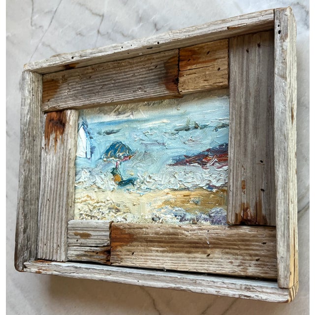 "The Gulf", Oil Painting, by Van Ness 10"x8", framed in barn wood frame. Ready to hang. Great gift. A lovely abstract...