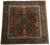 A striking hand-knotted square area rug featuring an elaborate Persian-inspired hunting and garden scene. The deep brick-...