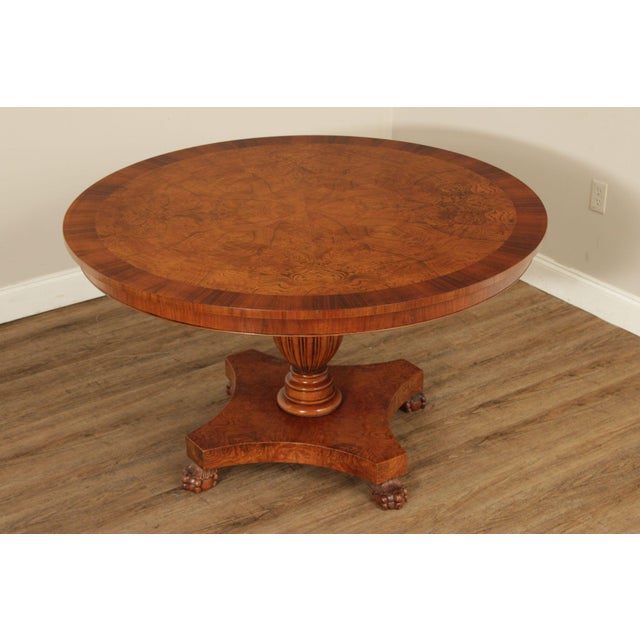 High Quality Italian Made Round Dining or Centre Table Crafted In The Empire Style. This Table Features A Richly Figured...