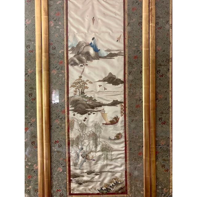 Framed Silk Textile Art 4 Panels Chairish