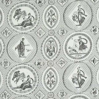 Sample - Schumacher X Jill Lasersohn Les Scenes Contemporaines Fabric in Black For Sale