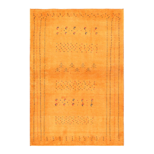 Pasargad Home Tribal Gold Wool Area Rug- 3' 5" X 4'11"